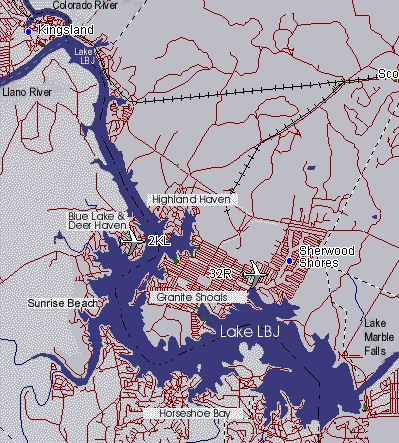 Map of Lake LBJ
